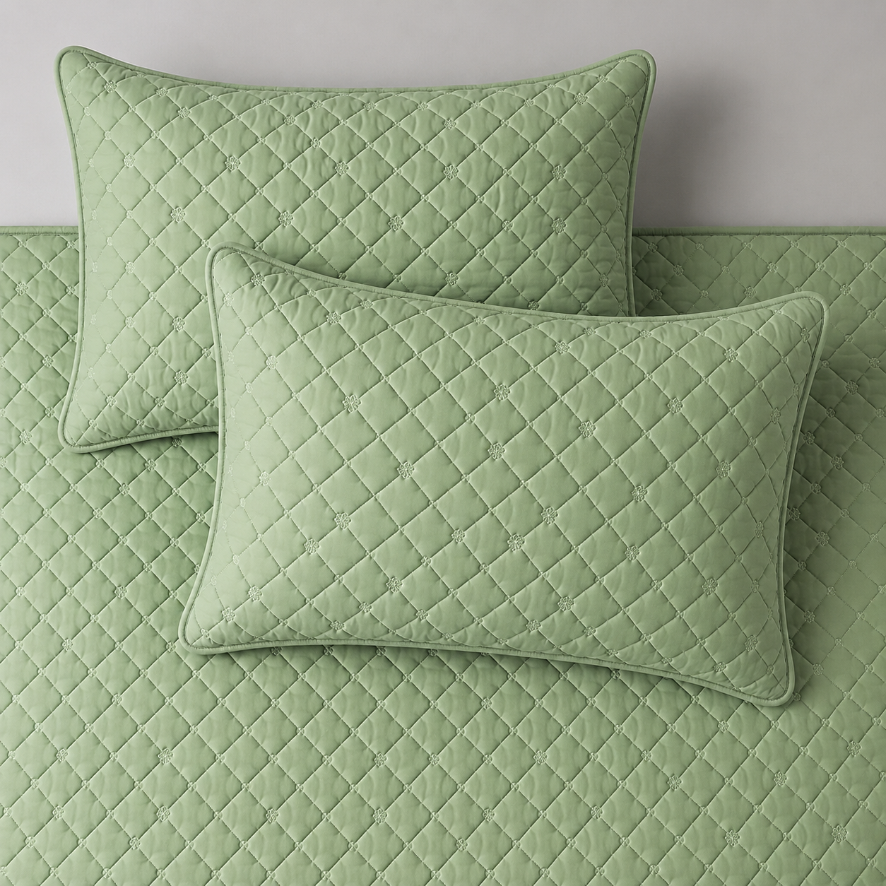Quilted Diamond Pillow Sham on bed